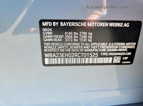 WBA23EH02RCT01525 2024 BMW 7 SERIES Gray Widok komory silnika