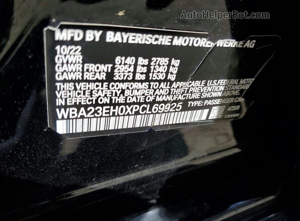 WBA23EH0XPCL69925 2023 BMW 7 SERIES Black VIN sticker view