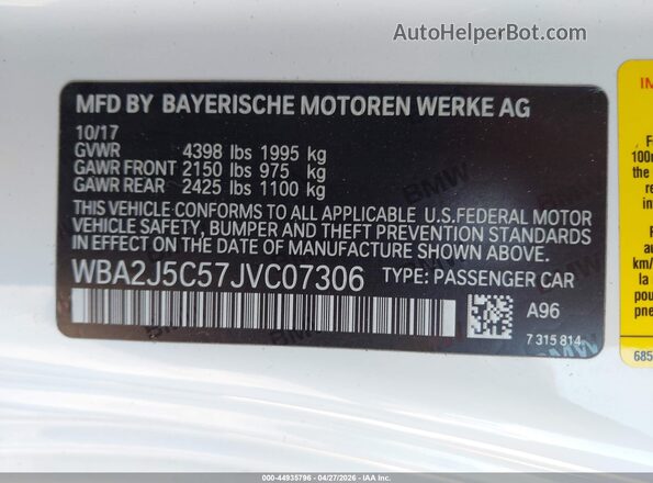 WBA2J5C57JVC07306 2018 BMW M2 White Շարժիչի բաժամունքի տեսք