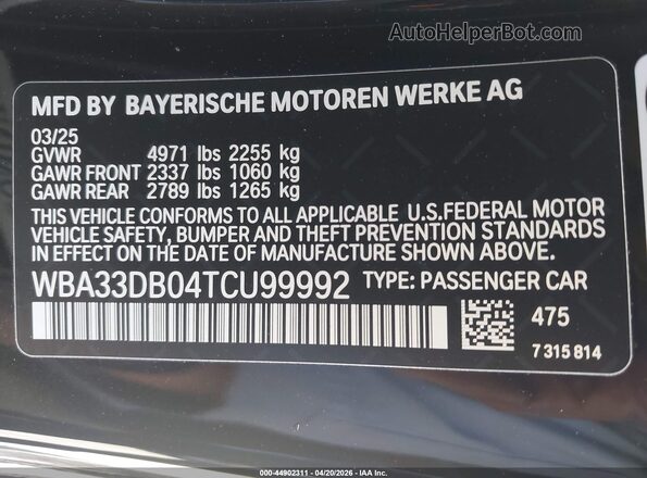 WBA33DB04TCU99992 2026 BMW 4 SERIES Black Շարժիչի բաժամունքի տեսք
