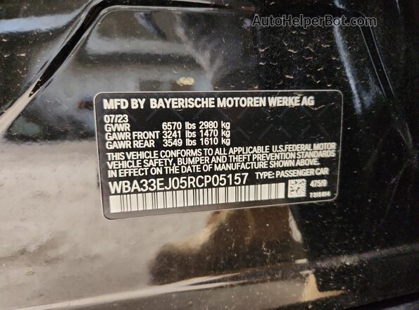 WBA33EJ05RCP05157 2024 BMW 7 SERIES Black Widok naklejki z numerem VIN