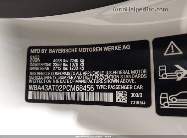 WBA43AT02PCM68456 2023 BMW 4 SERIES Белый Вид подкапотного пространства