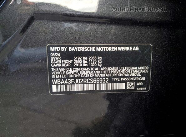 WBA43FJ02RCS66932 2024 BMW 5 SERIES Gray Widok komory silnika