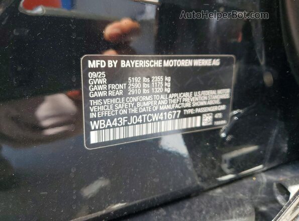 WBA43FJ04TCW41677 2026 BMW 5 SERIES Black Вид наклейки з VIN-кодом