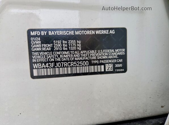 WBA43FJ07RCR52500 2024 BMW 5 SERIES White Շարժիչի բաժամունքի տեսք
