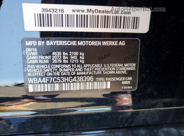 WBA4F7C53HG438396 2017 BMW 4 SERIES Black Widok komory silnika