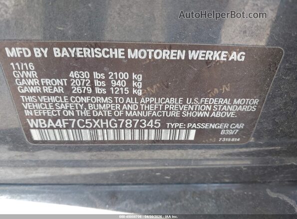 WBA4F7C5XHG787345 2017 BMW 4 SERIES Gray ძრავის განყოფილების ხედი
