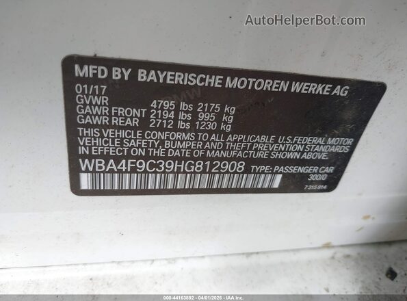 WBA4F9C39HG812908 2017 BMW 7 SERIES White Շարժիչի բաժամունքի տեսք