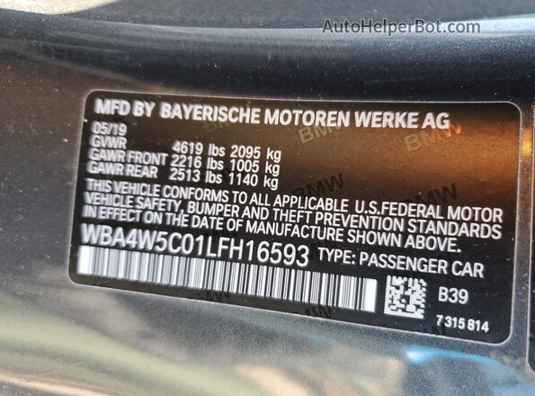 WBA4W5C01LFH16593 2020 BMW 4 SERIES Gray Շարժիչի բաժամունքի տեսք