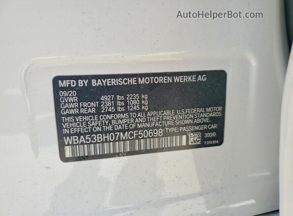 WBA53BH07MCF50698 2021 BMW 5 SERIES White Engine compartment view