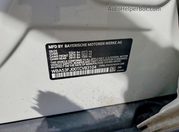 WBA53FJ00TCV83104 2026 BMW 5 SERIES White Շարժիչի բաժամունքի տեսք