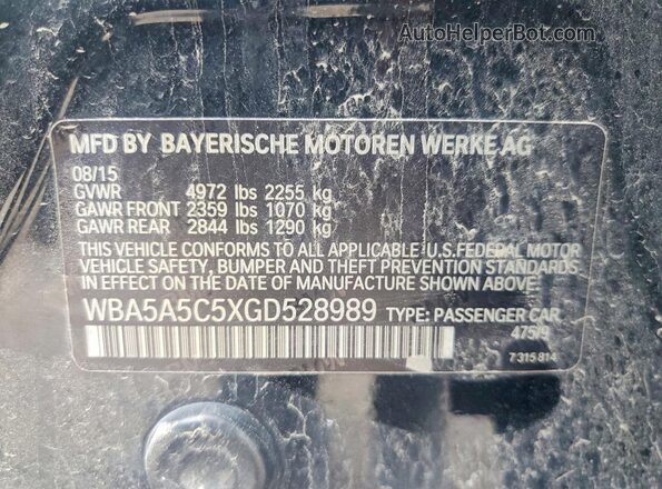 WBA5A5C5XGD528989 2016 BMW 5 SERIES Black ძრავის განყოფილების ხედი