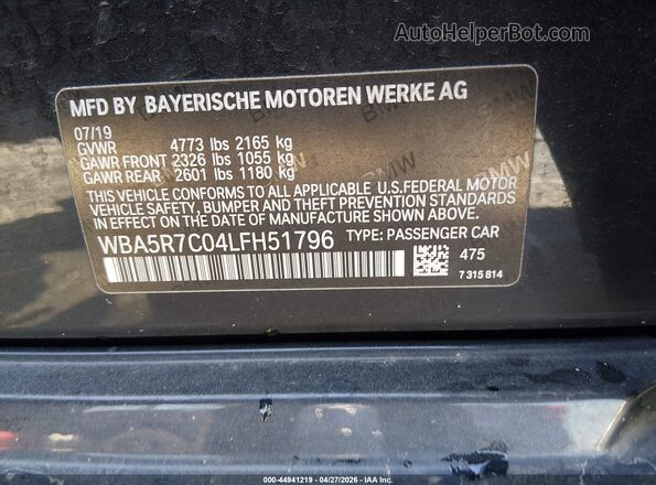 WBA5R7C04LFH51796 2020 BMW 3 SERIES Black Շարժիչի բաժամունքի տեսք