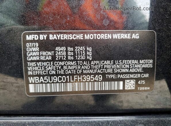 WBA5U9C01LFH39549 2020 BMW M3 Black Widok naklejki z numerem VIN