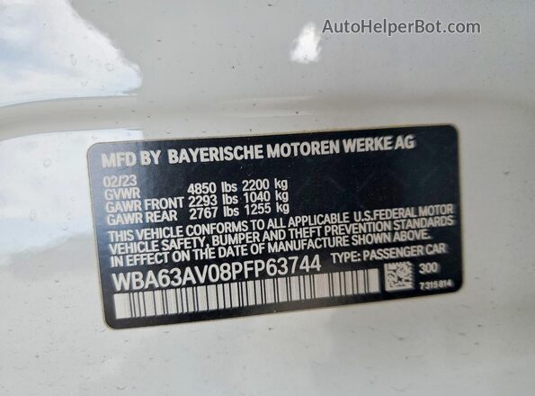 WBA63AV08PFP63744 2023 BMW 4 SERIES White Շարժիչի բաժամունքի տեսք