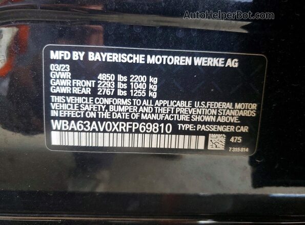 WBA63AV0XRFP69810 2024 BMW 4 SERIES Black Widok naklejki z numerem VIN