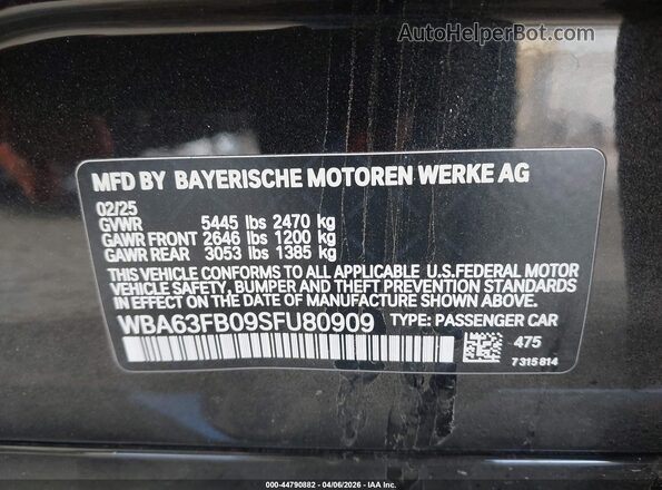 WBA63FB09SFU80909 2025 BMW OTHER Black Vista del compartimento del motor