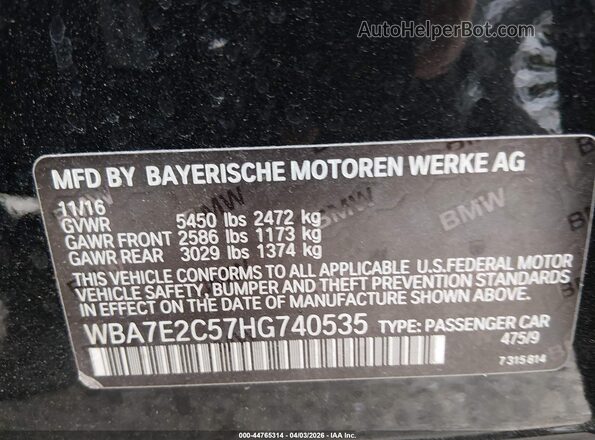WBA7E2C57HG740535 2017 BMW 7 SERIES Black Вид підкапотного простору