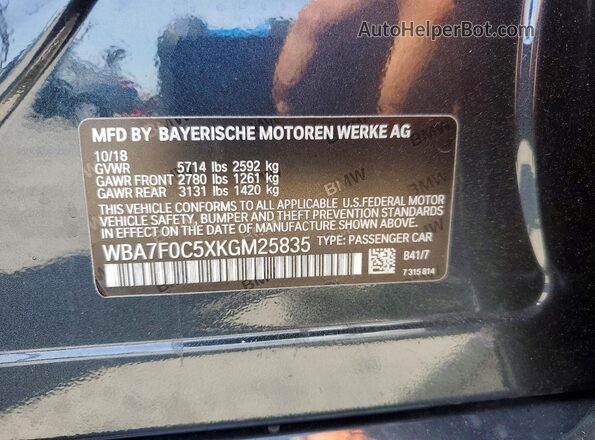 WBA7F0C5XKGM25835 2019 BMW 7 SERIES Black Вид підкапотного простору