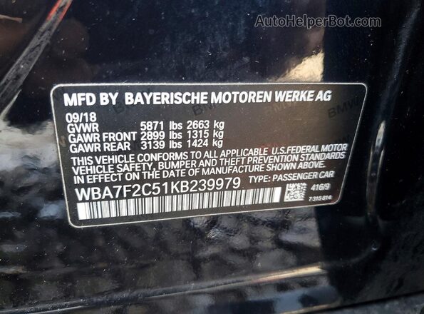 WBA7F2C51KB239979 2019 BMW ALPINA Black Շարժիչի բաժամունքի տեսք