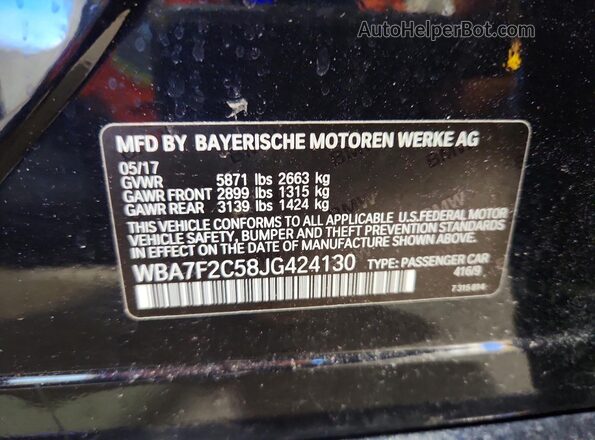 WBA7F2C58JG424130 2018 BMW 7 SERIES Синий Вид наклейки с VIN-кодом