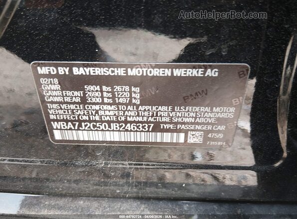WBA7J2C50JB246337 2018 BMW 7 SERIES Black Շարժիչի բաժամունքի տեսք