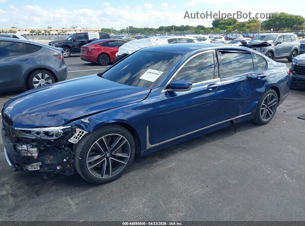 WBA7U2C09MCF58587 2021 BMW 7 SERIES Blue წინა მარცხენა ხედი სამი მეოთხედიდან