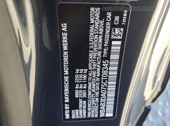 WBA83DA07SCT08345 2025 BMW M4 Gray Vista de la etiqueta del VIN