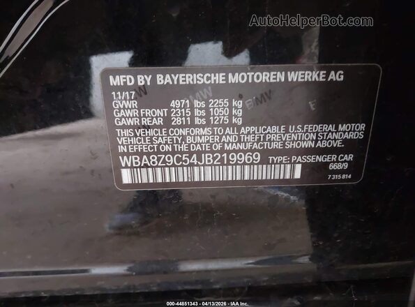 WBA8Z9C54JB219969 2018 BMW 3 SERIES Black Вид підкапотного простору