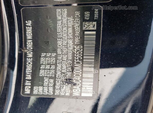 WBABC4C00MCF56526 2021 BMW M8 Black VIN կոդի պիտակի տեսք