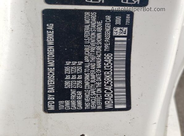 WBABC4C58KBJ35486 2019 BMW M8 White Вид підкапотного простору