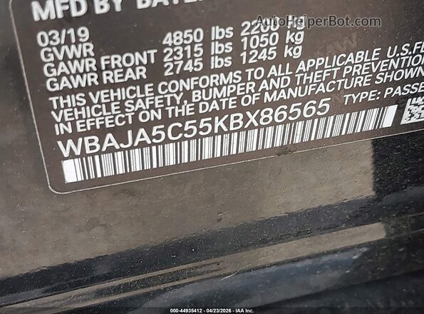 WBAJA5C55KBX86565 2019 BMW 7 SERIES Black 