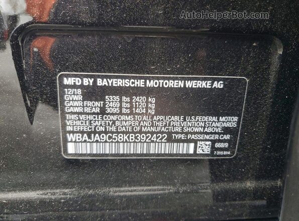 WBAJA9C58KB392422 2019 BMW 5 SERIES Black Engine compartment view