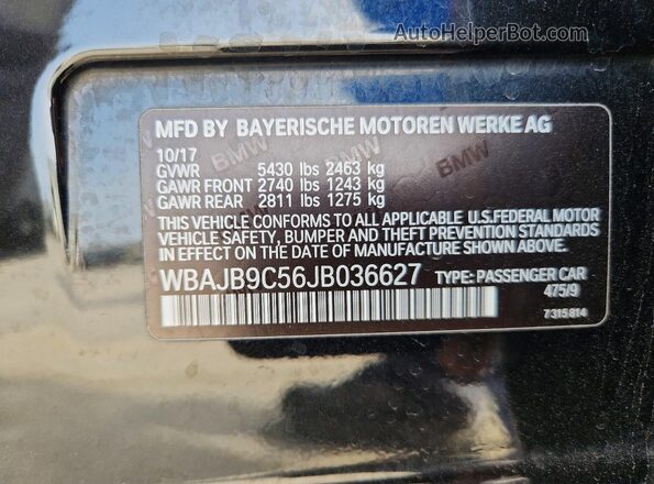 WBAJB9C56JB036627 2018 BMW M5 Black Vista del compartimento del motor