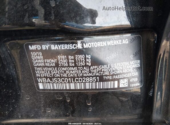 WBAJS3C01LCD28851 2020 BMW 7 SERIES Black Widok komory silnika