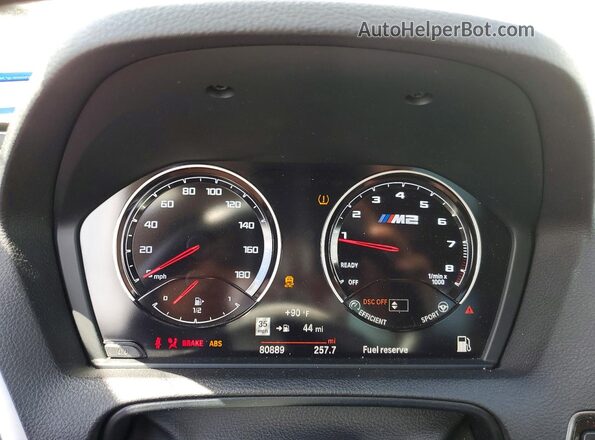 WBS2U7C59KVB09331 2019 BMW M2 Silver Вид щитка приладів