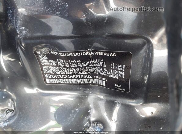 WBXHT3C34H5F79502 2017 BMW X1 Gray Widok komory silnika