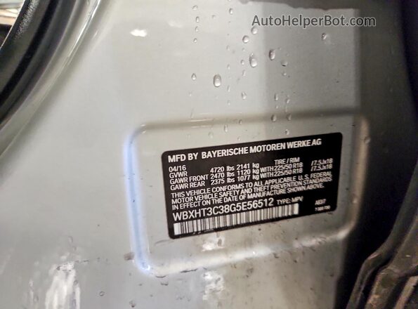 WBXHT3C38G5E56512 2016 BMW X1 Silver ძრავის განყოფილების ხედი