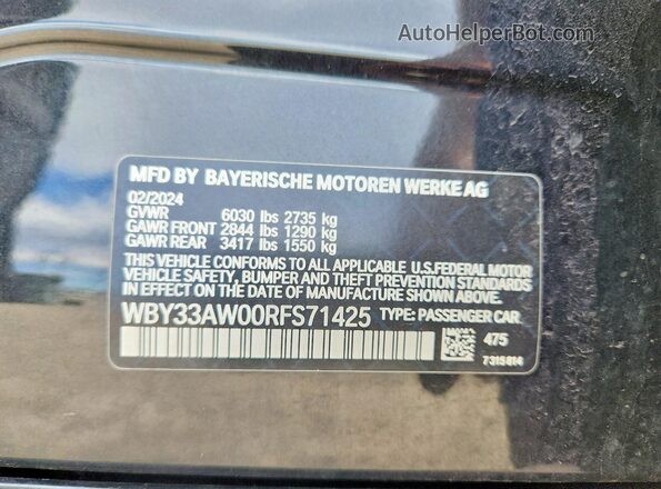 WBY33AW00RFS71425 2024 BMW I4 Black Vista del compartimento del motor