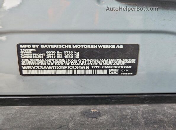 WBY33AW0XRFS33958 2024 BMW I4 Серый Вид подкапотного пространства