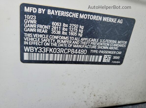 WBY33FK03RCP84480 2024 BMW OTHER White Widok komory silnika