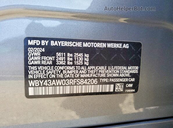 WBY43AW03RFS84206 2024 BMW I4 Gray Widok komory silnika