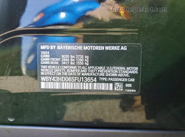 WBY43HD06SFU13654 2025 BMW I4 Черный Вид подкапотного пространства