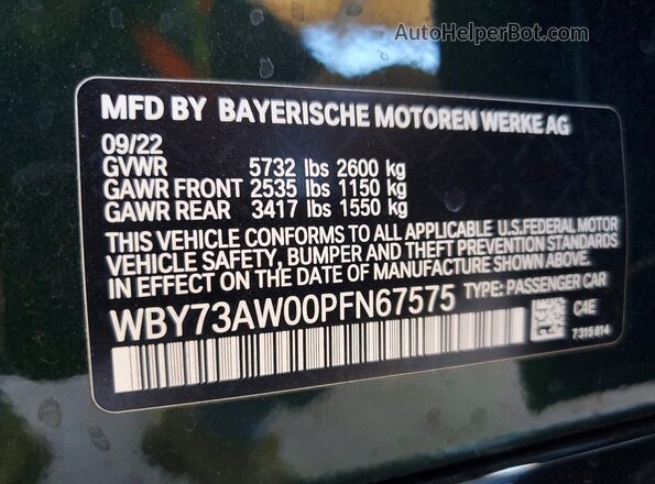 WBY73AW00PFN67575 2023 BMW I4 Green Vista del compartimento del motor
