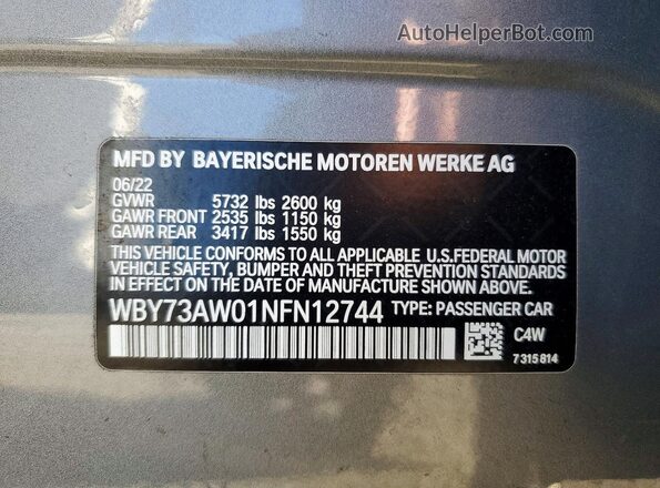 WBY73AW01NFN12744 2022 BMW I4 Silver Вид підкапотного простору