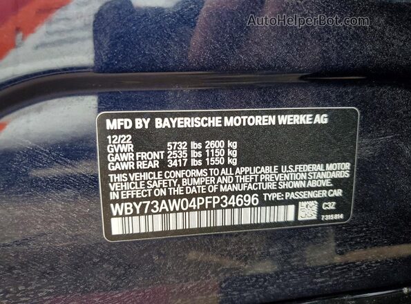 WBY73AW04PFP34696 2023 BMW I4 Blue Вид підкапотного простору