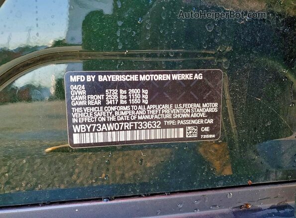 WBY73AW07RFT33632 2024 BMW I4 Green Вид підкапотного простору