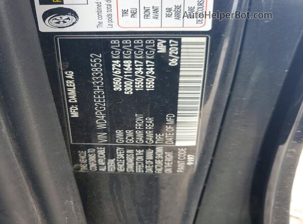 WD4PG2EE3H3338552 2017 MERCEDES-BENZ METRIS Black Вид наклейки з VIN-кодом