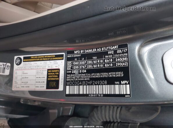 WDC0G4JB2HF249308 2017 MERCEDES-BENZ GLC 300 Gray Engine compartment view