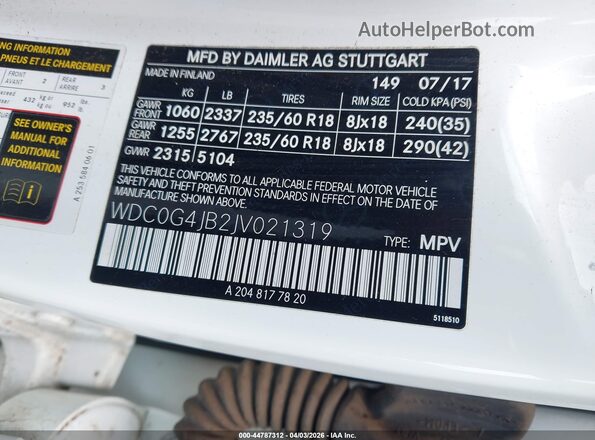 WDC0G4JB2JV021319 2018 MERCEDES-BENZ GLC 300 White Շարժիչի բաժամունքի տեսք